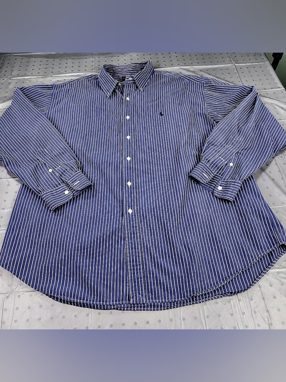 Ralph Lauren Classic Fit Striped Cotton Shirt in Blue & White Size XXL